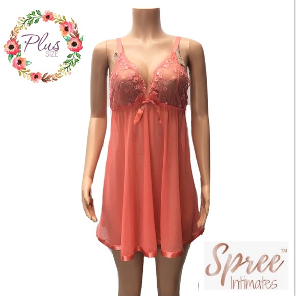 Spree Intimates Persimmon Babydoll Nightie Set - Picture 1 of 8